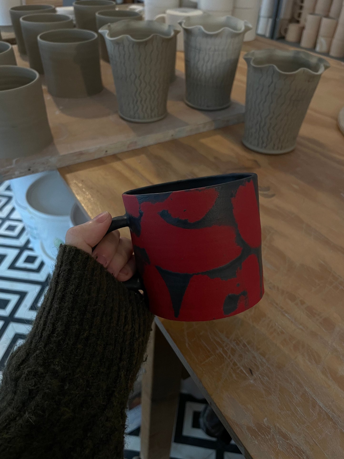 Black and Red Brush Stroke Mug