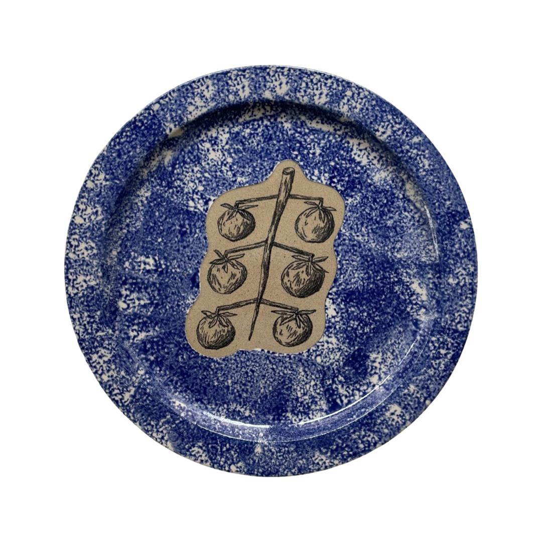 Tomato Dinner Plate Cobalt Speckle