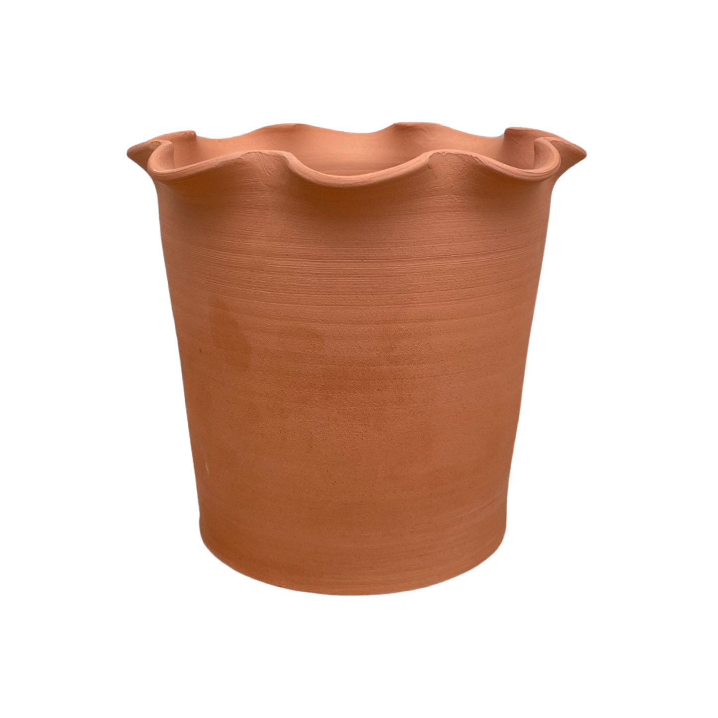 Frilly Plant Pot and Saucer - Terracotta - PREORDER.