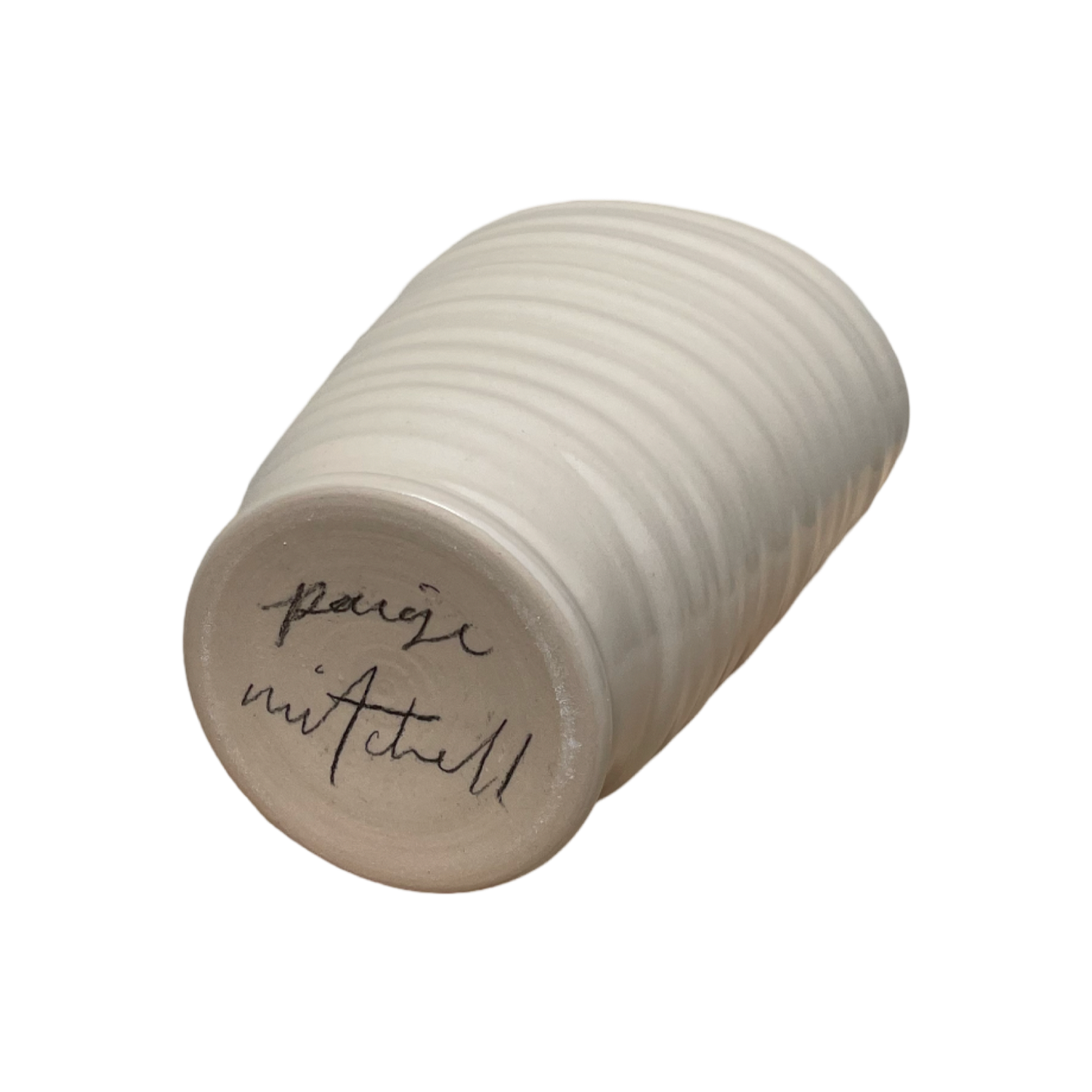 Oval Vase White Stoneware #1