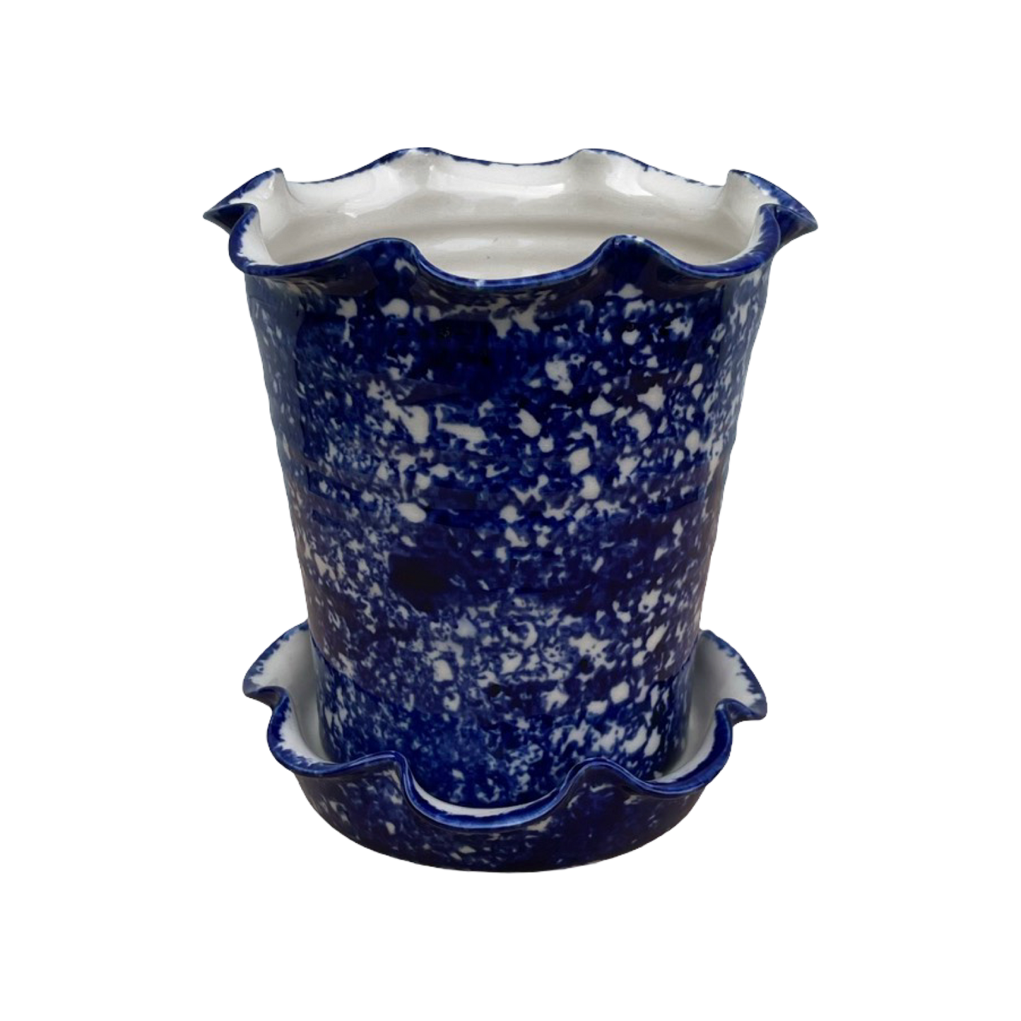 Frilly Pot - Sponged Cobalt