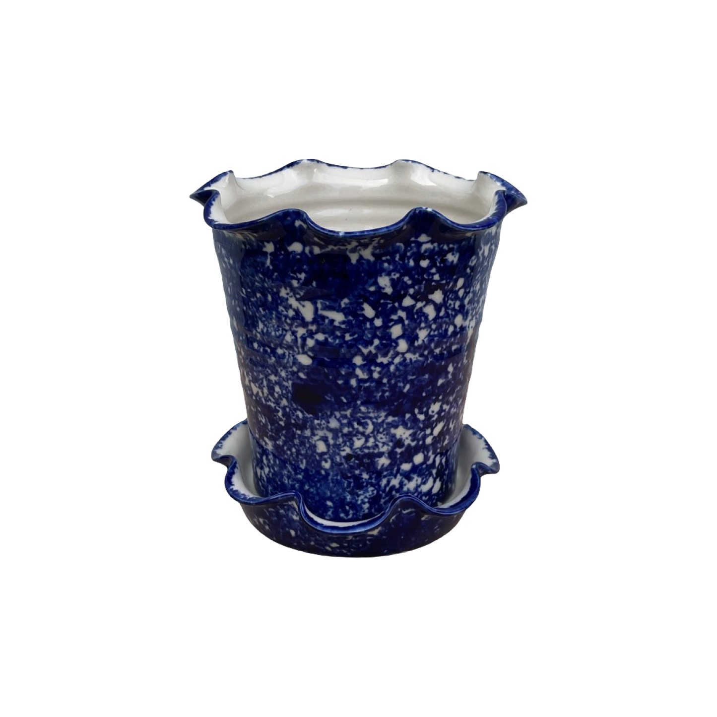 Frilly Pot - Sponged Cobalt