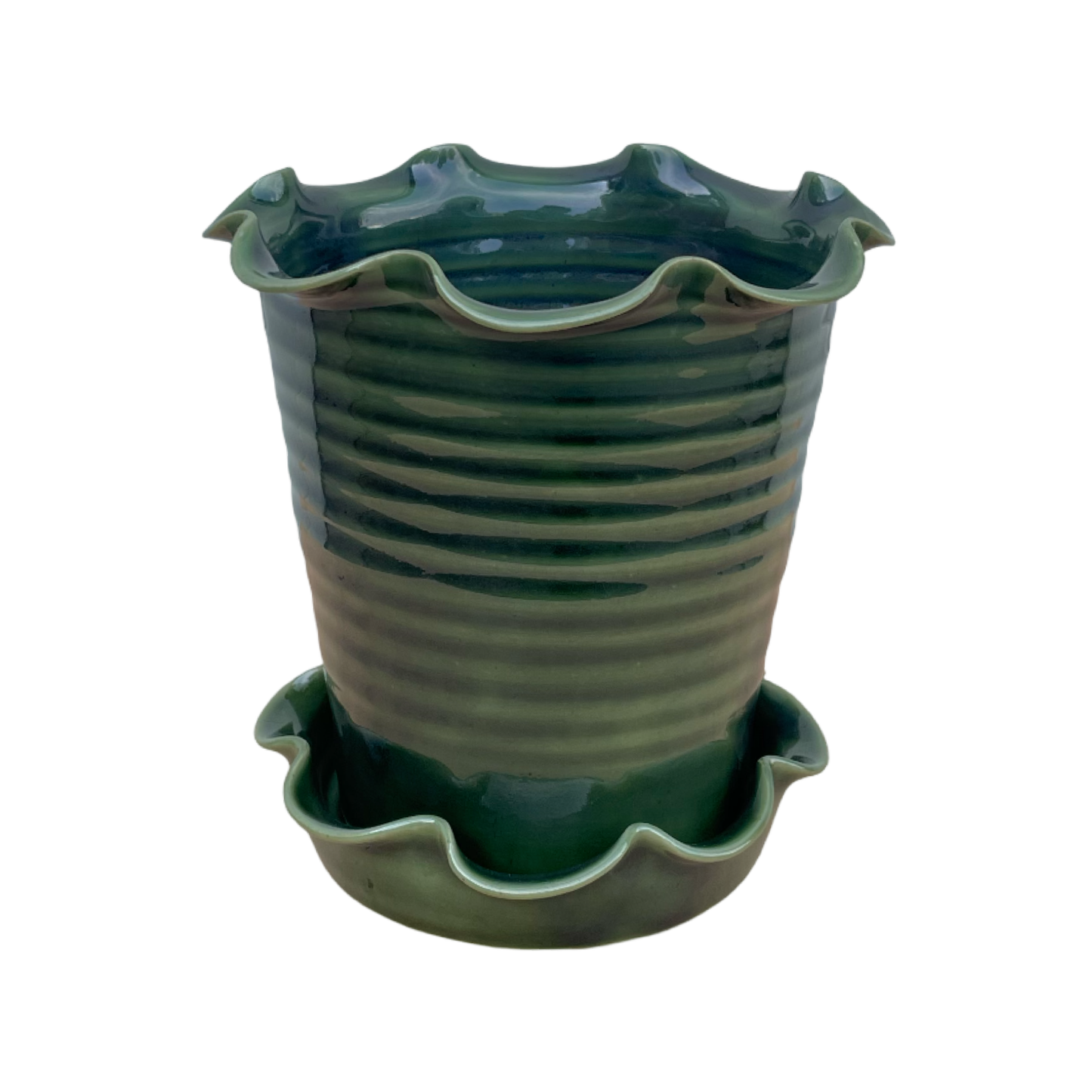 Frilly Pot - Emerald Green