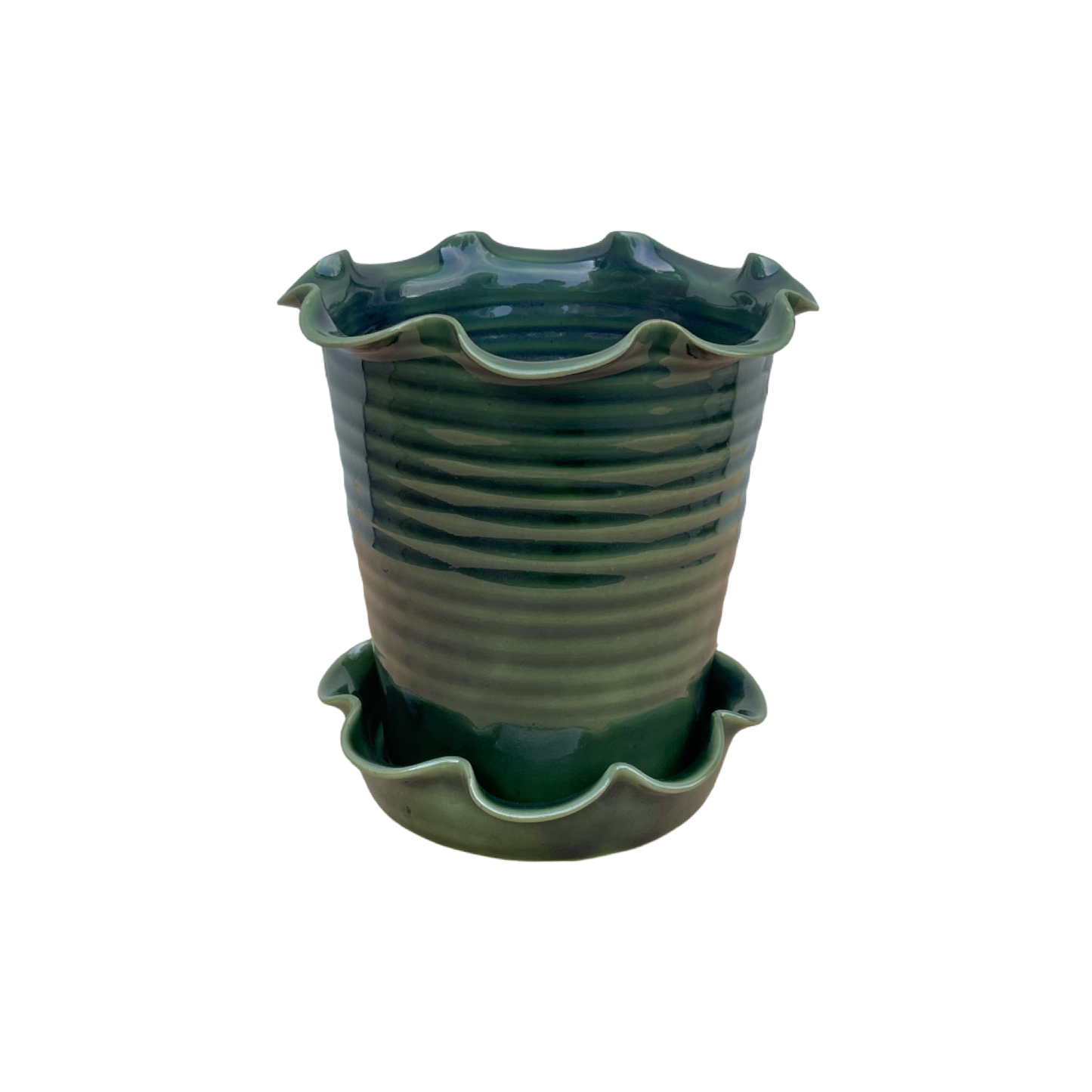 Frilly Pot - Emerald Green