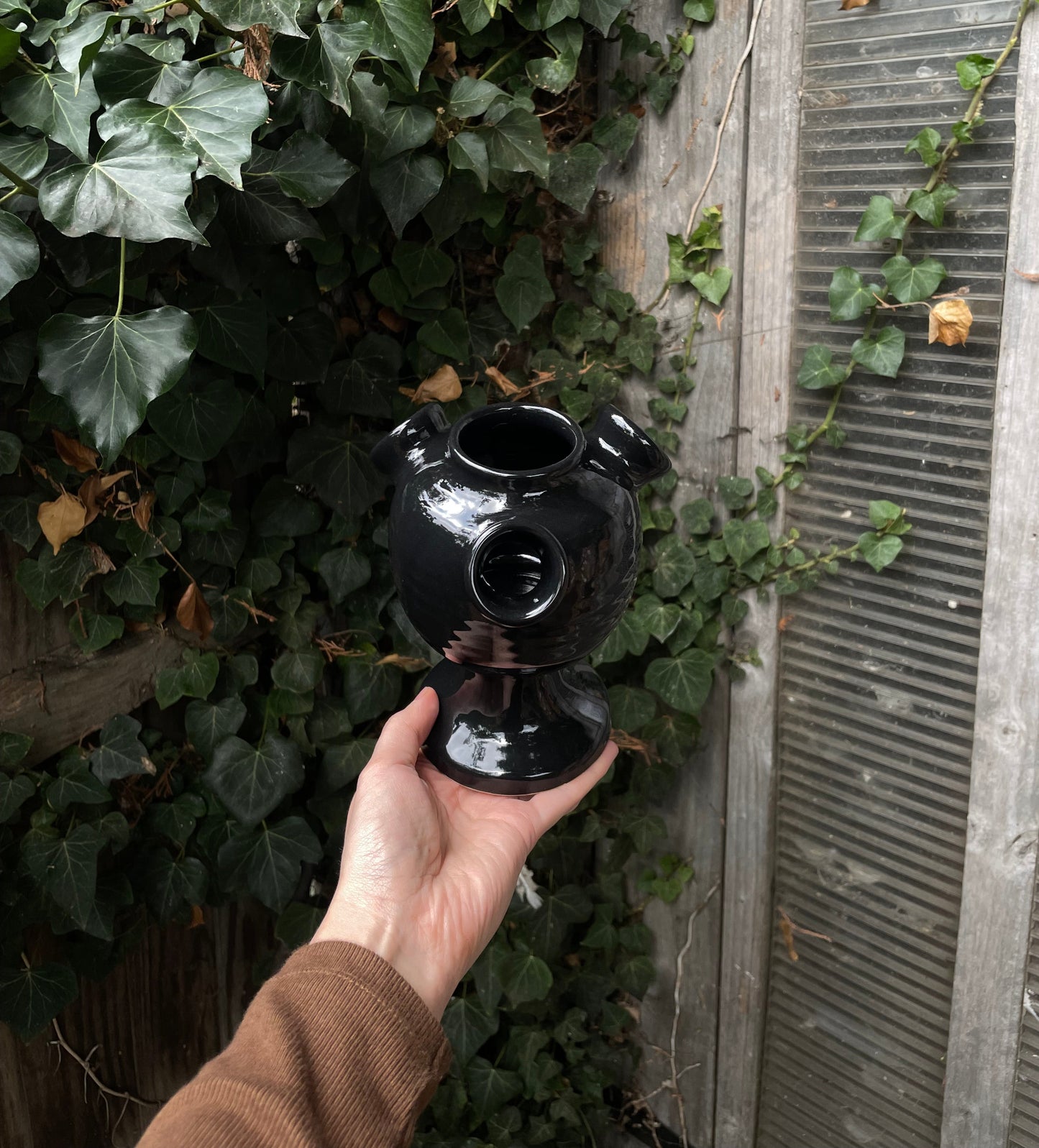 Stoneware Tulipiere - Glossy Black