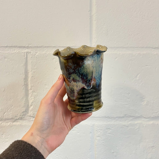 Frilly Vase Mixed Glaze Small