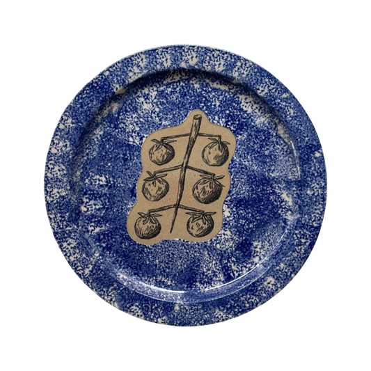Tomato Dinner Plate Cobalt Speckle