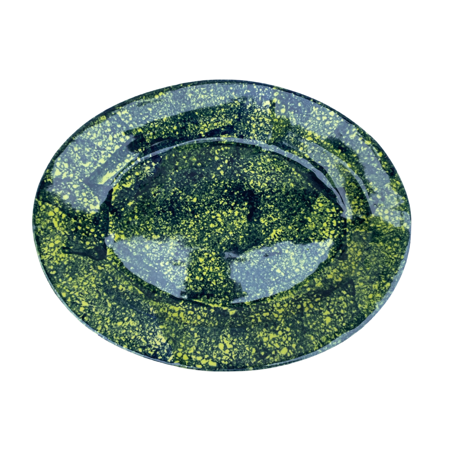 Cobalt Sponged Platter - Large Lime