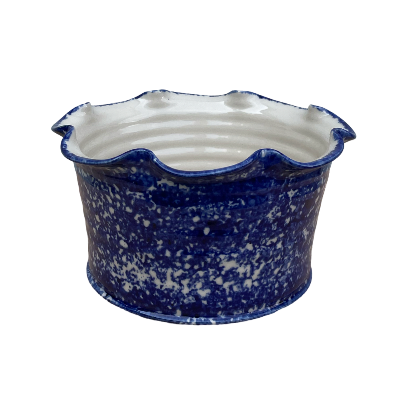 Frilly Dog Bowl - Sponged Cobalt