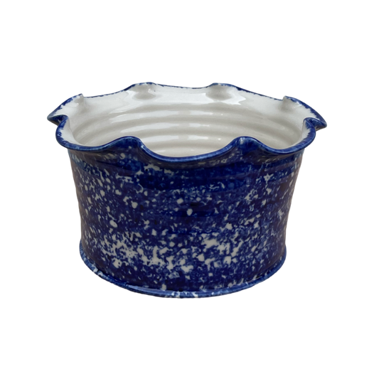 Frilly Dog Bowl - Sponged Cobalt