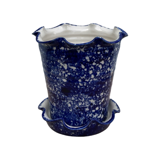 Frilly Pot - Sponged Cobalt