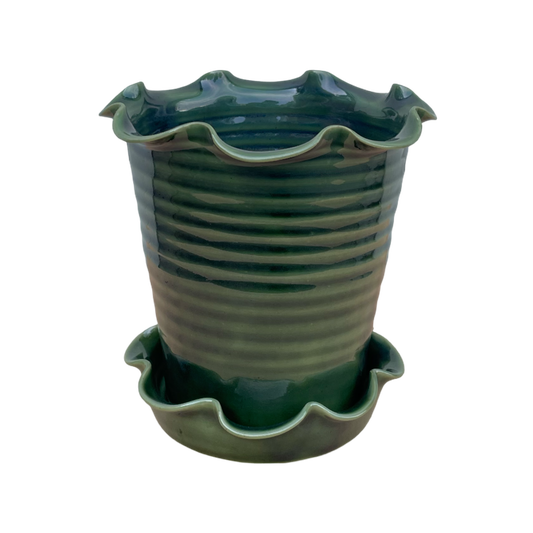 Frilly Pot - Emerald Green